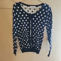 ローリーズファーム　ネイビー水玉カーディガン
