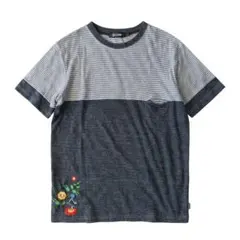CUNE　2　半袖　ユニセックス　ボーダー　Tシャツ　日本製　切り替え　刺繍のサムネイル