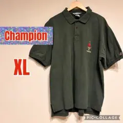 90s Champion XL ダークグリーン ポロシャツ　オリンピック