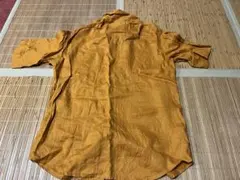 ユニクロ プレミアムリネン ワイドフィット シャツ 半袖 Lサイズ　チャコール