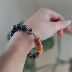 天眼瑪瑙|天珠ブレスレット　内径16cm 10mm玉