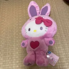 【非売品】タグ付き　ハローキティ　カラフルバニー　2L　BIGぬいぐるみ　ピンク