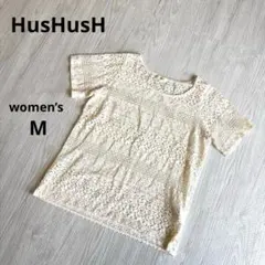 【ハッシュアッシュ】総レース 半袖 Tシャツ アイボリー 花柄 大人可愛い Mのサムネイル