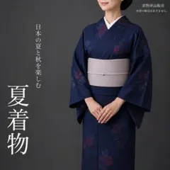 夏41】夏着物 小紋 単衣 濃紺 夏限定 対象身長～147㎝ 単品 送料無料