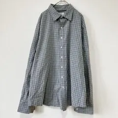 クロフト＆バロー 長袖 シャツ チェック XL 灰色 綿混 ビッグサイズのサムネイル