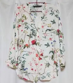 ★ZARA WOMAN ザラウーマン　七分袖 ボタニカル シャツ★