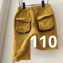 ブーホームズ　アシンメトリー　ショートパンツ　からし色　チェック　ナチュラルブー