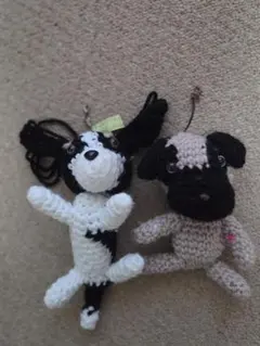 犬のあみぐるみストラップ 2個セット