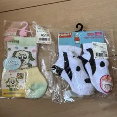 ベビー靴下セット 犬と牛柄 9-12cm 7-10cm