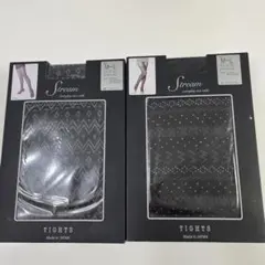 Stream 柄 タイツ M〜L ブラック グレー 2点 日本製