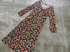 美品　ローラアシュレイ　総柄　ストレッチ　美ライン　ワンピース