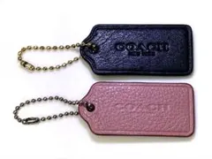 COACH レザー タグ型キーホルダー ブラックとピンク 2色セット