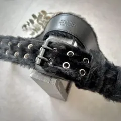 本革 刻印入り ファーベルト opium系 ブラック ベルト ダブルバックル