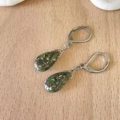 ブラックコッパーオパール 天然石ピアス サージカルステンレス アレルギー対応