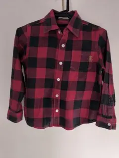 120 MIKI HOUSE 赤黒チェック 長袖シャツ