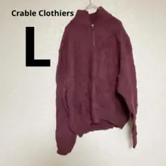 ハーフジップニット セーター 長袖 ボルドー ゆったり ローゲージニット L