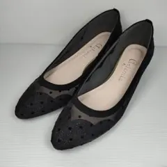 大人可愛い✨ アルテミスバイダイアナ ドット メッシュパンプス 黒 23.5cm