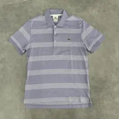 53. LACOSTE ストライプ ポロシャツ M カジュアル 刺繍