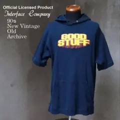 90s 紺ネイビー GOOD STUFF プルオーバー 半袖パーカーフーディーのサムネイル