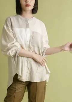 Eimee Law 5texパッチワークシャツ　ベージュ系　38
