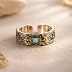 ターコイズ　リング　メンズ レディース フリーサイズ アンティーク　シルバー