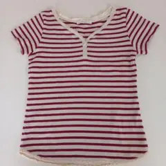 grove 赤と白のストライプ 半袖Tシャツ Mサイズのサムネイル