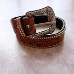 メンズ ウエスタンベルト スタッズ ベルト ダークブラウン アメカジ 新品