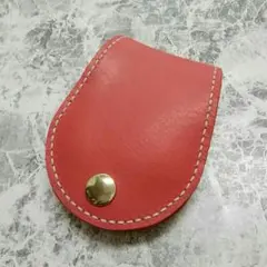 【馬蹄型コインケース】小銭  本革 赤　オレンジ ハンドメイド レザークラフト