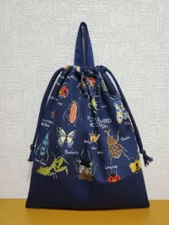 ○☆ 昆虫(グリーン・緑)☆大きめ巾着(お着替え袋・体操服入れ) - メルカリ