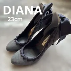 美品　DIANA ダイアナ チェック柄　ハイヒール　リボン