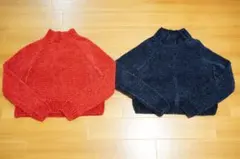 【2点セット】H&M レディース ハイネックニット レッド/ネイビー 色違い