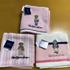 新品ポロラルフローレン ポロベア刺繍 タオルハンカチ三枚セット③