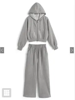 【GRL】 ダブルジップパーカー×2Wayワイドパンツスウェットセットアップ