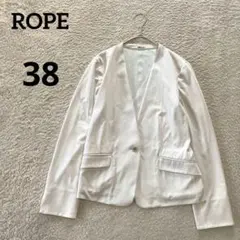 ロペ ROPE ノーカラージャケット アイスグレー 38 オフィス フォーマル
