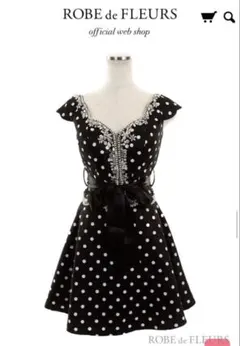 ROBE de FLEURS ブラックドットドレス