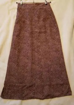 美品 ブラウン 小花柄ロングスカート M