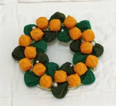 つまみ細工 ミモザのブローチ みかん色 商品説明を良くお読み下さい