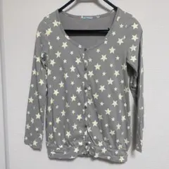① 星柄　カーディガン　コットン　グレー　女の子　男の子　服　キッズ