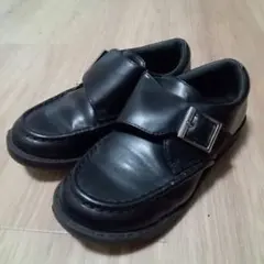 黒 レザー バックル付き フォーマルシューズ19cm