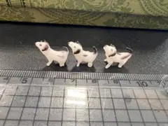 ガラス製 犬のミニチュアフィギュア 3体セット レトロ 昭和