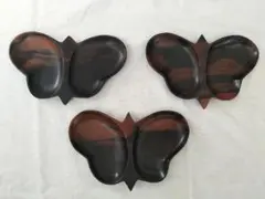 蝶々型　木彫　ウッドトレー　ヴィンテージ　バタフライ　工芸品　雑貨