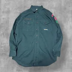 90s 長袖 ビンテージ ボーイスカウトワッペン カスタムシャツミリタリー古着