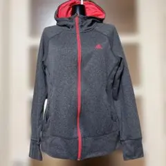 adidas グレー/オレンジ フード付きパーカー