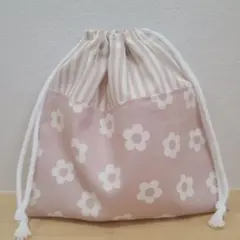 No.796　ハンドメイド　巾着袋　コップ袋　給食袋　花柄　ピンク