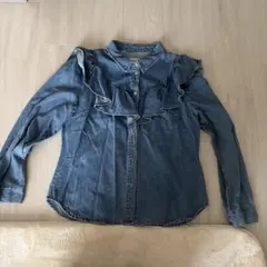新品未使用。ONLY デニムシャツ L フリル付き