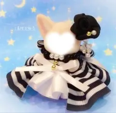 【ハンドメイド】ミニ丈モノトーンドレス　限定　ドール　赤ちゃん　白黒　ボーダーのサムネイル