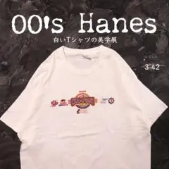 00’s Hanes 白Tシャツ 企業ロゴ ソフトボール