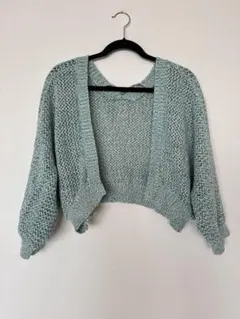 ミントグリーン透かし編みドルマンカーディガン