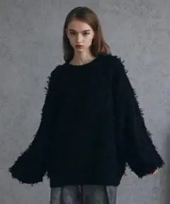 【Spielio】モヘアライクフリンジデザインニット Mサイズ