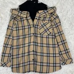 セシルマクビー チェックドッキングシャツ レイヤード ベージュ F 重ね着風